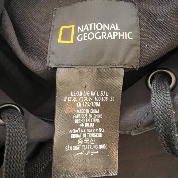 National Geographic Black Windbreaker Cropped Hoodie Size L - Picture 5 of 5